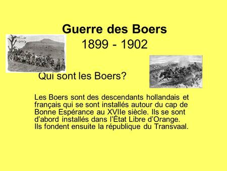Guerre des Boers Qui sont les Boers?