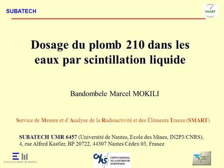Dosage du plomb 210 dans les eaux par scintillation liquide