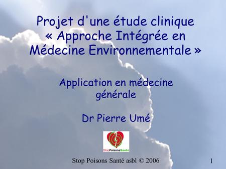 Application en médecine générale Dr Pierre Umé