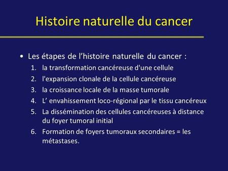 Histoire naturelle du cancer