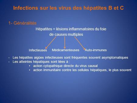 Infections sur les virus des hépatites B et C