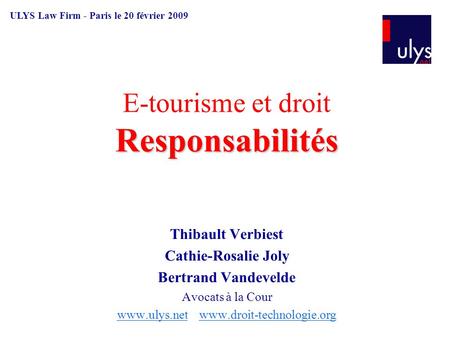E-tourisme et droit Responsabilités