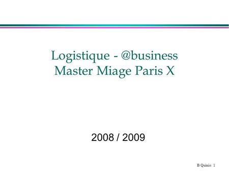 Logistique Master Miage Paris X