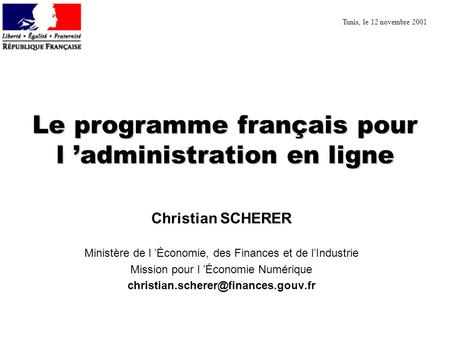 Le programme français pour l ’administration en ligne