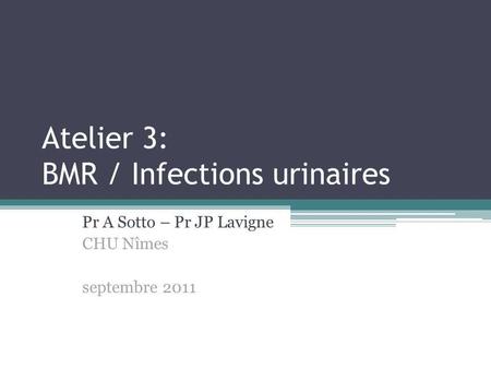 Atelier 3: BMR / Infections urinaires