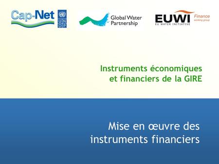 Instruments économiques et financiers de la GIRE Mise en œuvre des instruments financiers.