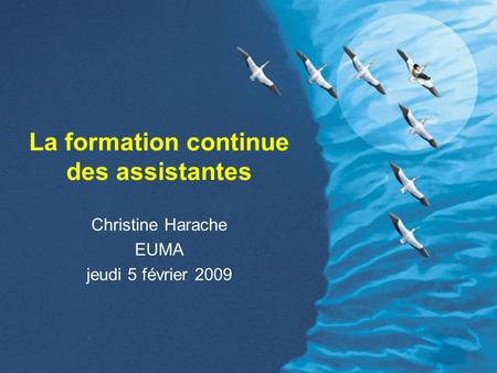 La formation continue des assistantes Christine Harache EUMA jeudi 5 février 2009.