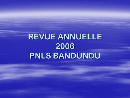 REVUE ANNUELLE 2006 PNLS BANDUNDU