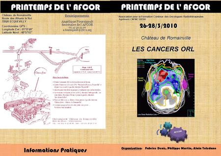 PRINTEMPS DE L' AFCOR PRINTEMPS DE L' AFCOR LES CANCERS ORL