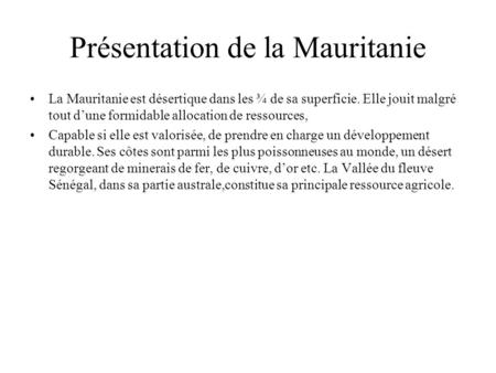 Présentation de la Mauritanie