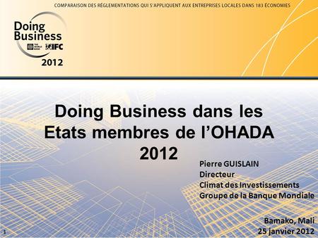Doing Business dans les Etats membres de l’OHADA 2012