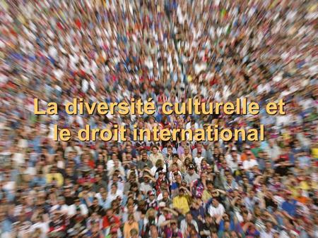 La diversité culturelle et le droit international.