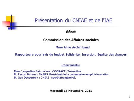 Présentation du CNIAE et de l'IAE