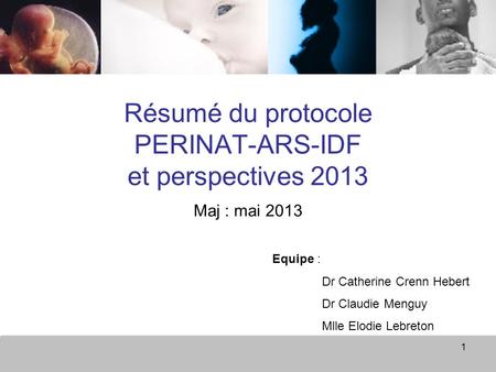 Résumé du protocole PERINAT-ARS-IDF et perspectives 2013