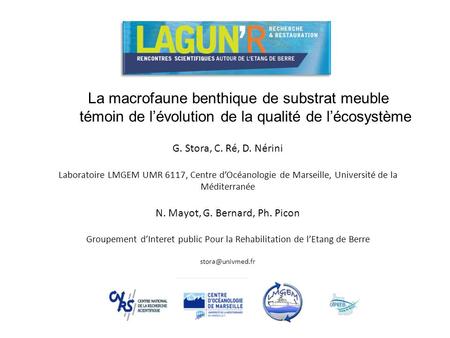G. Stora, C. Ré, D. Nérini Laboratoire LMGEM UMR 6117, Centre dOcéanologie de Marseille, Université de la Méditerranée N. Mayot, G. Bernard, Ph. Picon.