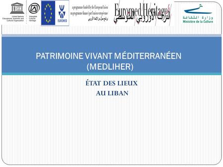ÉTAT DES LIEUX AU LIBAN PATRIMOINE VIVANT MÉDITERRANÉEN (MEDLIHER)