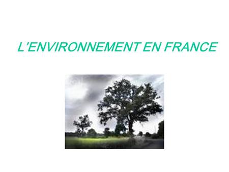 LENVIRONNEMENT EN FRANCE. THÈMES : 1) Lénergie nucléaire, lénergie renouvelable 2) Lagriculture Bio 3) La marée noire de 1999: laffaire Erika.