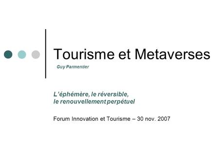 Tourisme et Metaverses