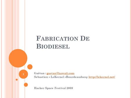 Fabrication De Biodiesel