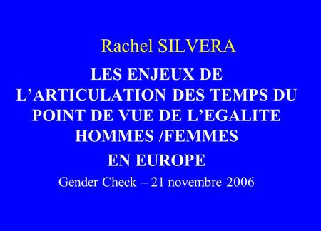 Gender Check – 21 novembre 2006