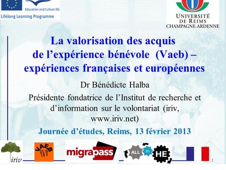 Journée d’études, Reims, 13 février 2013