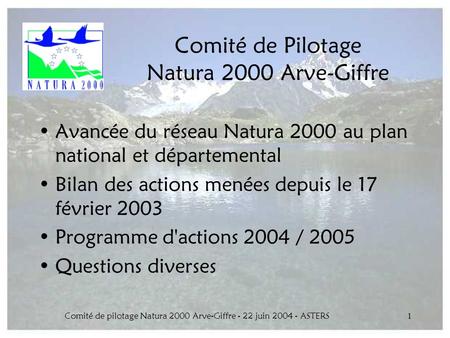 Comité de Pilotage Natura 2000 Arve-Giffre