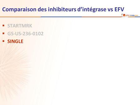 Comparaison des inhibiteurs d’intégrase vs EFV  STARTMRK  GS-US-236-0102  SINGLE.