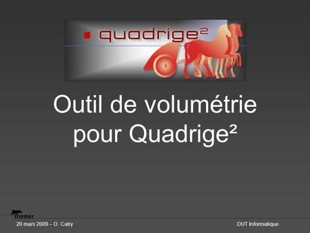 Outil de volumétrie pour Quadrige² 20 mars 2009 – O. CatryDUT Informatique.