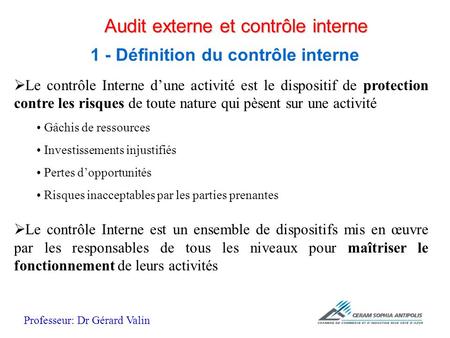 Audit externe et contrôle interne