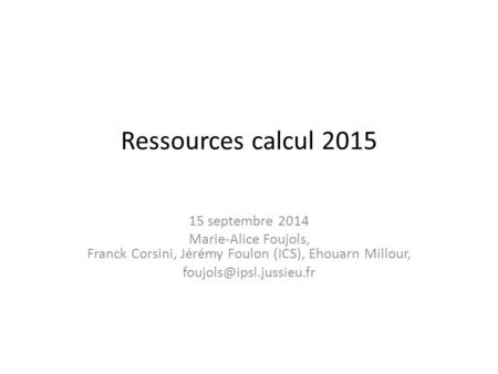 Ressources calcul septembre 2014