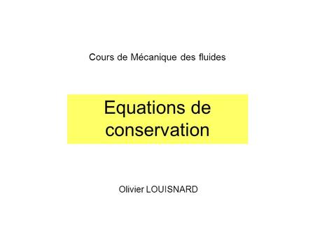 Equations de conservation