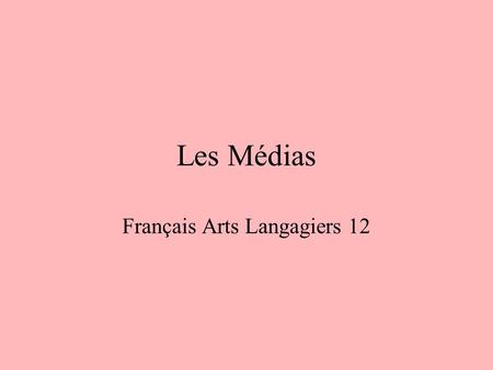 Français Arts Langagiers 12