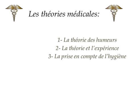 Les théories médicales: