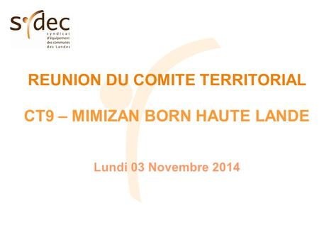 REUNION DU COMITE TERRITORIAL CT9 – MIMIZAN BORN HAUTE LANDE Lundi 03 Novembre 2014.