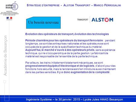 Stratégie d’entreprise - Alstom Transport – Marco Férrogalini