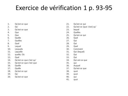 Exercice de vérification 1 p