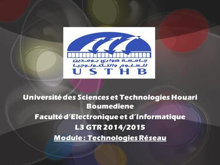 Université des Sciences et Technologies Houari Boumediene