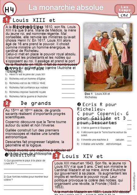 H4 La monarchie absolue Louis XIII et Richelieu De grands savants