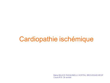 Cardiopathie ischémique