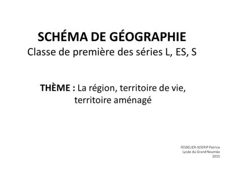 SCHÉMA DE GÉOGRAPHIE Classe de première des séries L, ES, S