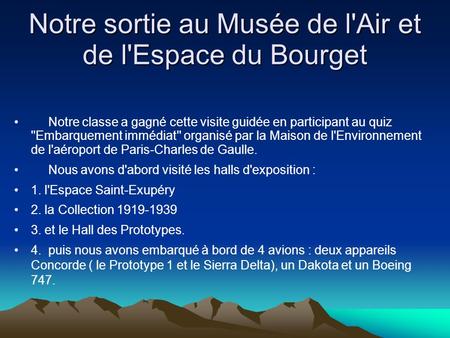 Notre sortie au Musée de l'Air et de l'Espace du Bourget