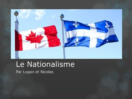Le Nationalisme Par Logan et Nicolas. Nationalisme  Définition: Idéologie politique qui identifie en tant que nation un groupe d’individus partageant.