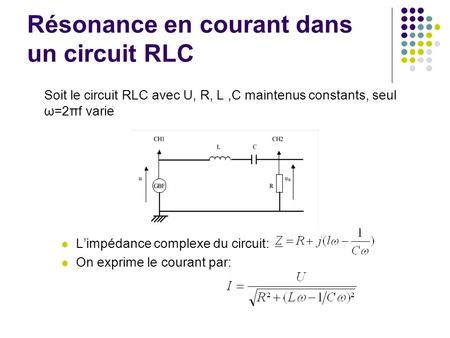 Résonance en courant dans un circuit RLC
