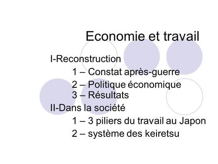 Economie et travail I-Reconstruction 1 – Constat après-guerre