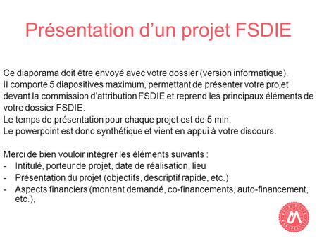 Présentation d’un projet FSDIE
