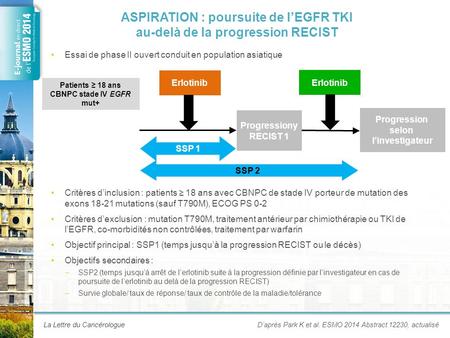 ASPIRATION : poursuite de l’EGFR TKI au-delà de la progression RECIST