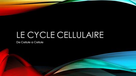 Le Cycle cellulaire De Cellule a Cellule.