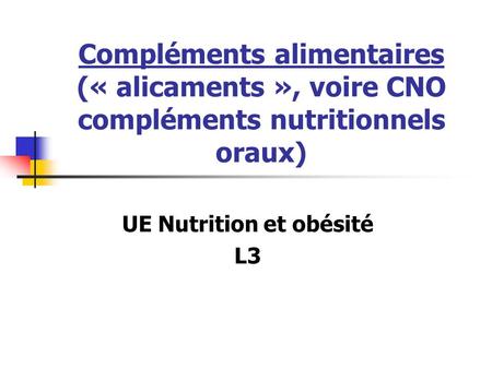 UE Nutrition et obésité L3