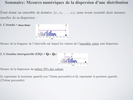 Sommaire: Mesures numériques de la dispersion d’une distribution