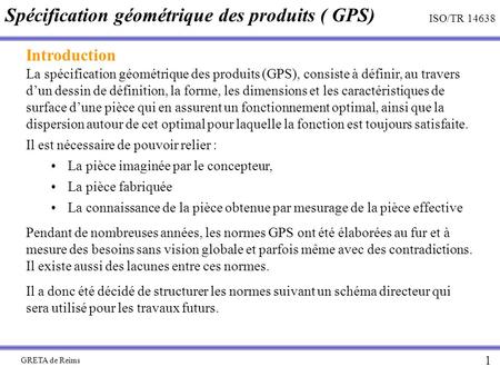 Spécification géométrique des produits ( GPS)